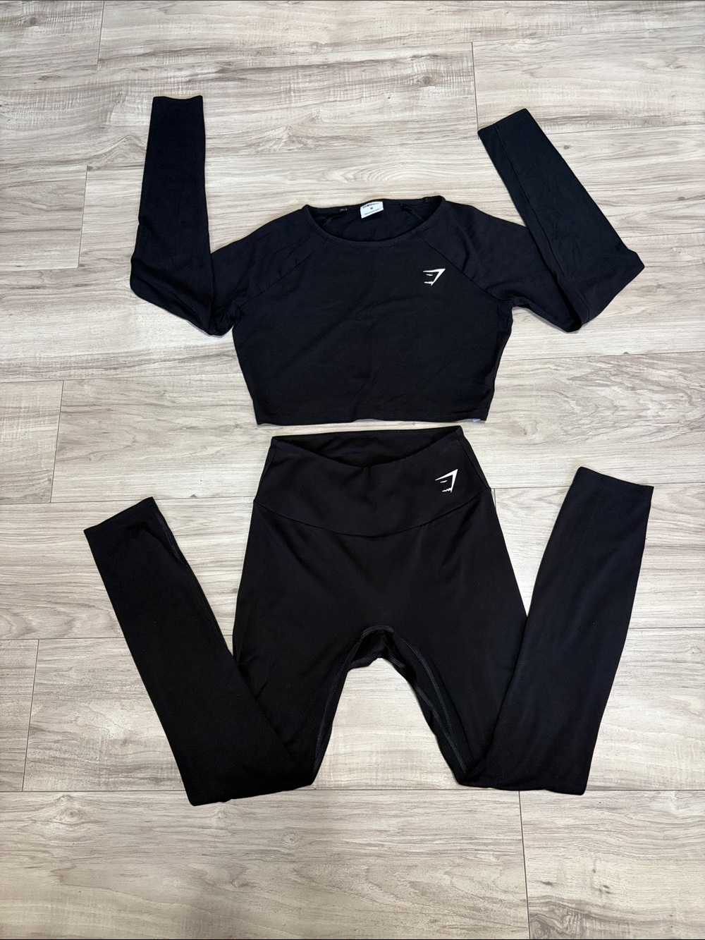 Gymshark Black Seamless High-Waist Leggings with Crop Top Set